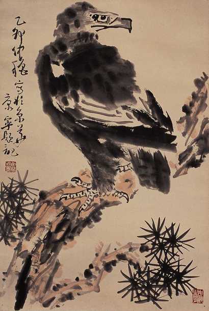 康宁 鹰 立轴